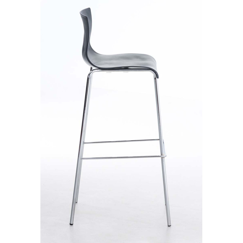 Lot de 2 tabourets de bar Hoover en plastique, structure à 4 pieds, chromé gris