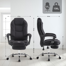 Fauteuil de bureau Castle en tissu noir