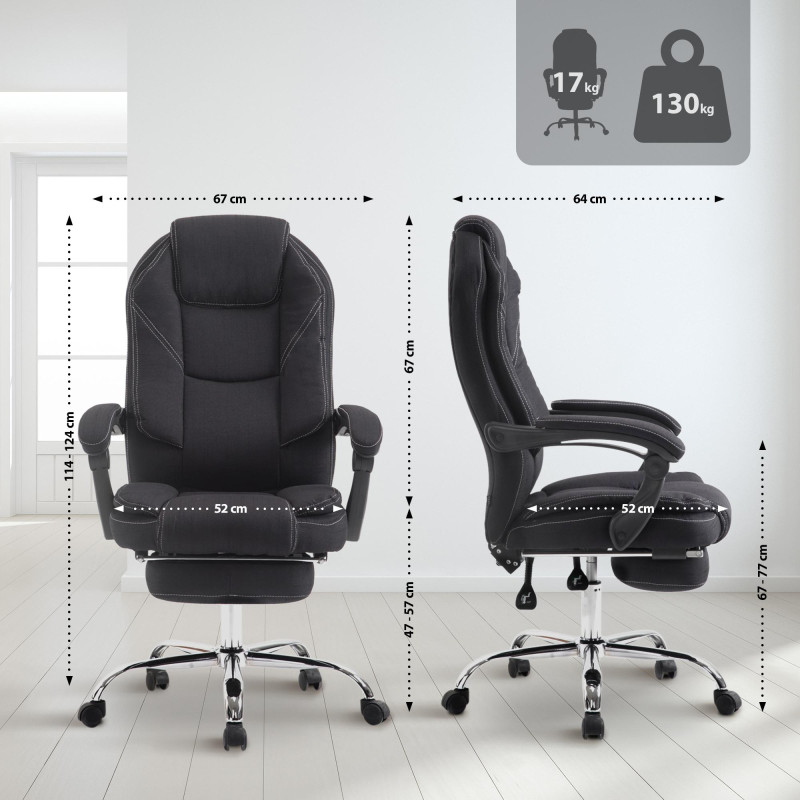 Fauteuil de bureau Castle en tissu noir