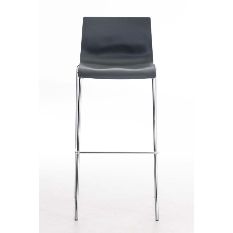 Lot de 2 tabourets de bar Hoover en plastique, structure à 4 pieds, chromé gris