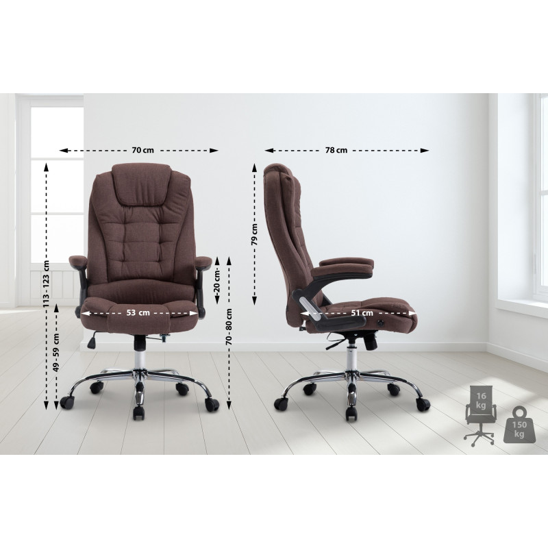 Fauteuil de bureau Thor en tissu marron