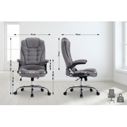 Fauteuil de bureau Thor en tissu gris