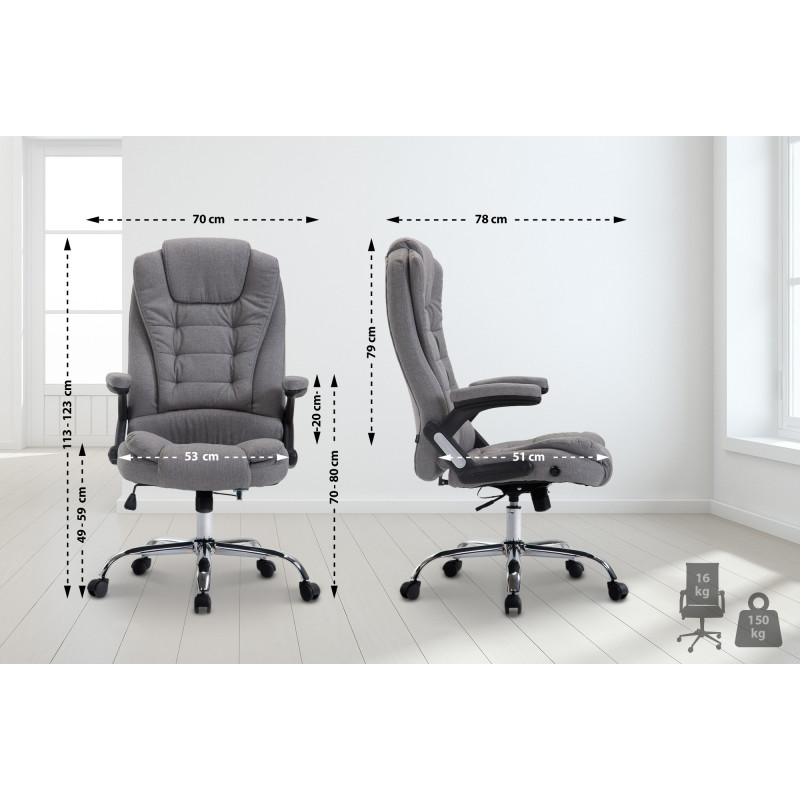 Chaise de bureau Thor, tissu gris