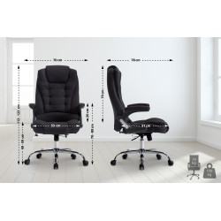 Fauteuil de bureau Thor en tissu noir