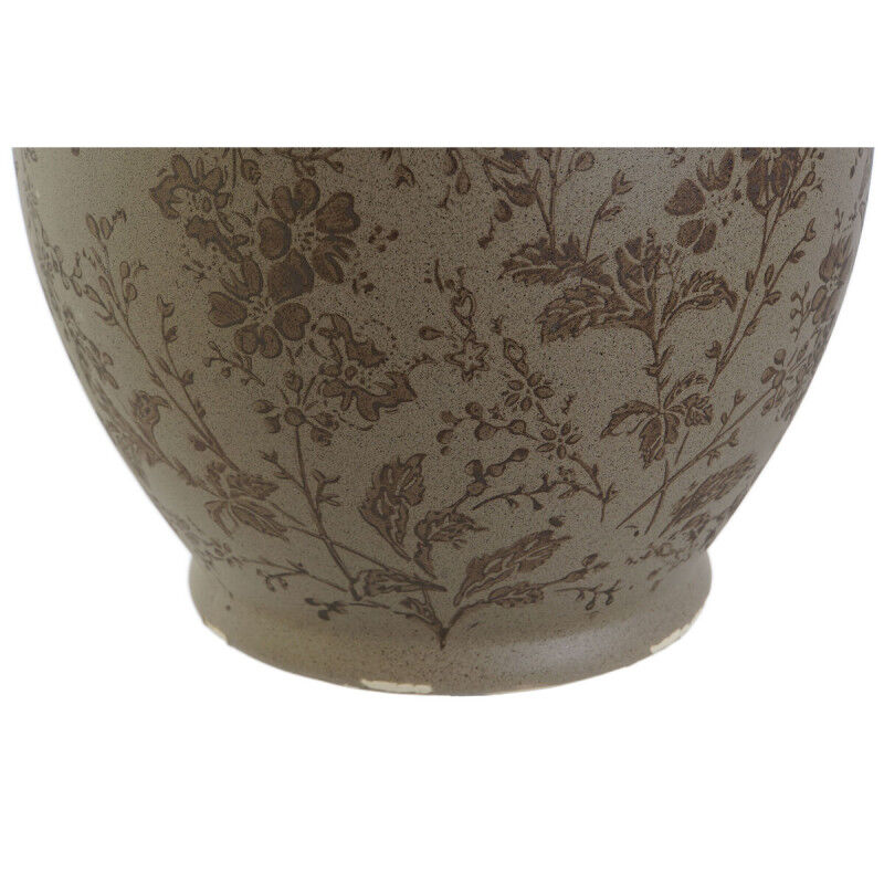 Vase Home ESPRIT Marron Vert Grès Feuille d'une plante 17 x 17 x 22 cm