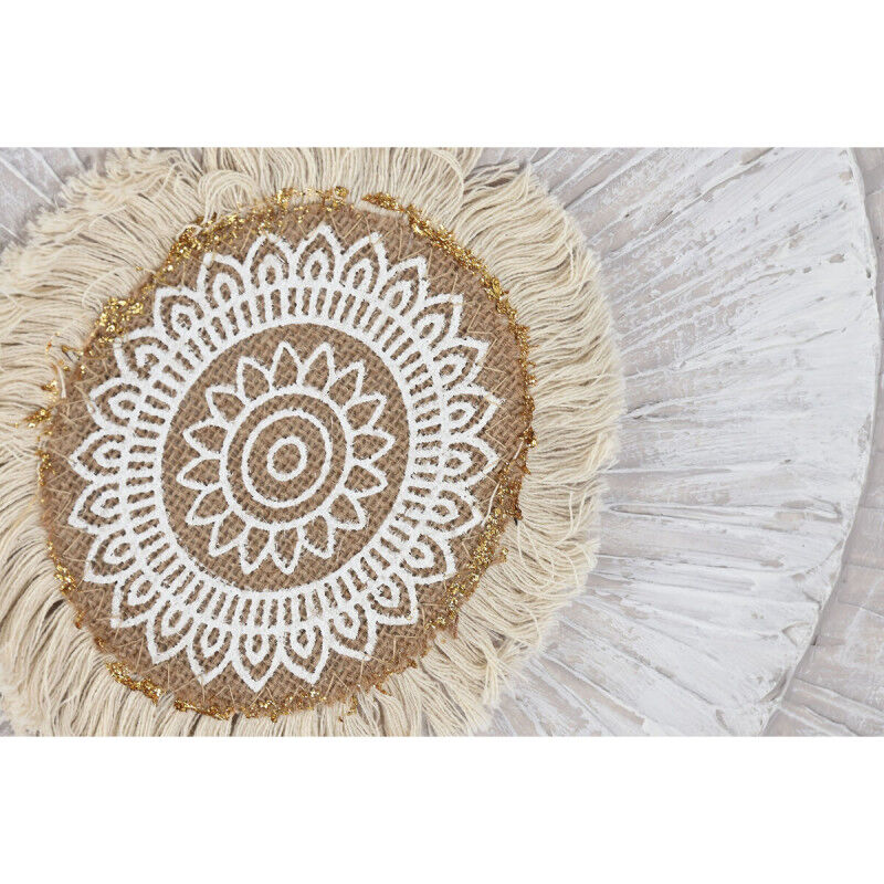 Cadre Home ESPRIT Blanc Beige Cercles Scandinave 80 x 3 x 80 cm (2 Unités)