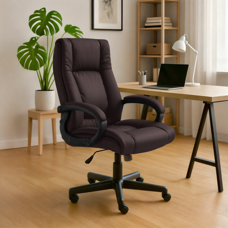 Fauteuil de bureau XL Sparta en similicuir marron