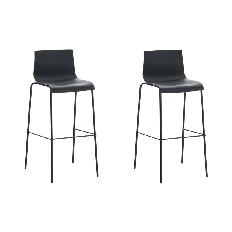 Lot de 2 tabourets de bar en plastique Hoover avec cadre à 4 pieds noir