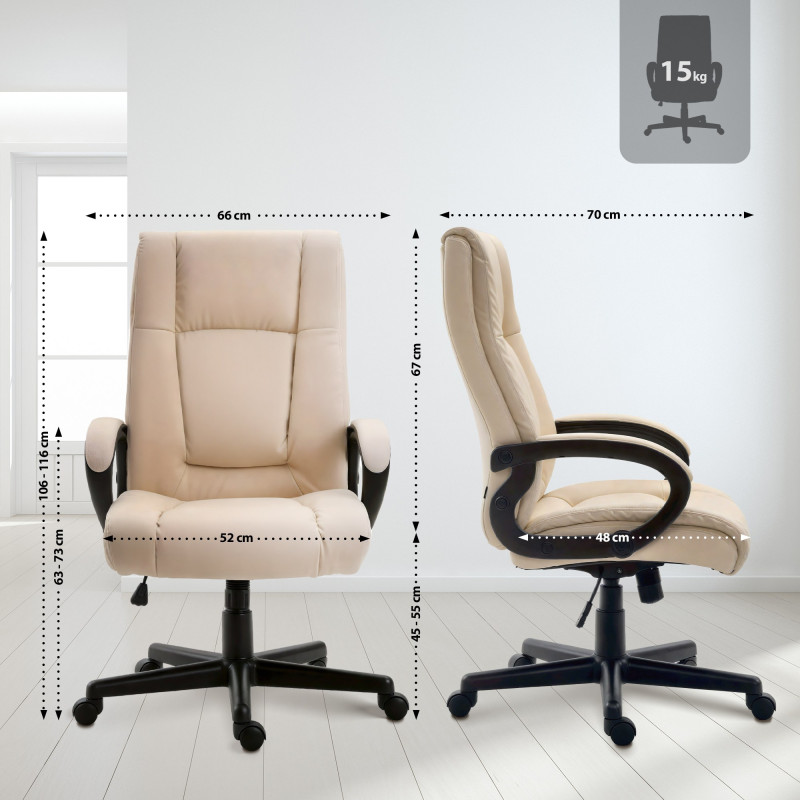 Fauteuil de bureau XL Sparta en cuir artificiel crème