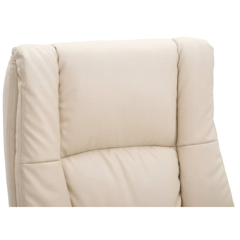 Fauteuil de bureau XL Sparta en cuir artificiel crème