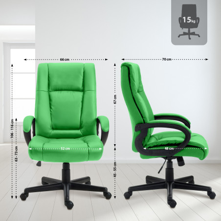 Fauteuil de bureau XL Sparta en similicuir vert