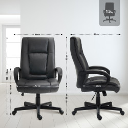 Fauteuil de bureau XL Sparta en cuir artificiel noir