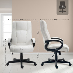 Fauteuil de bureau XL Sparta en cuir artificiel blanc