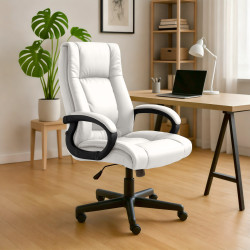Fauteuil de bureau XL Sparta en cuir artificiel blanc