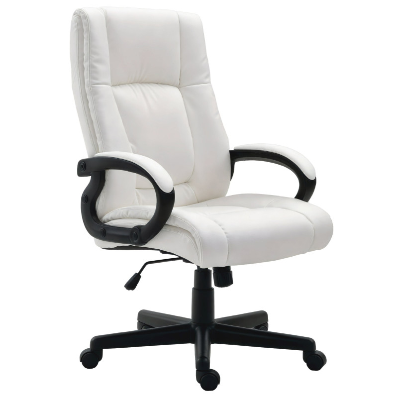 Fauteuil de bureau XL Sparta en cuir artificiel blanc