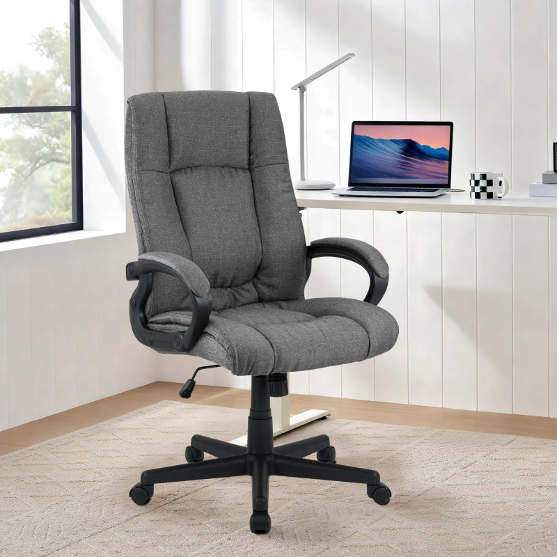 Fauteuil de bureau XL Sparta tissu gris foncé
