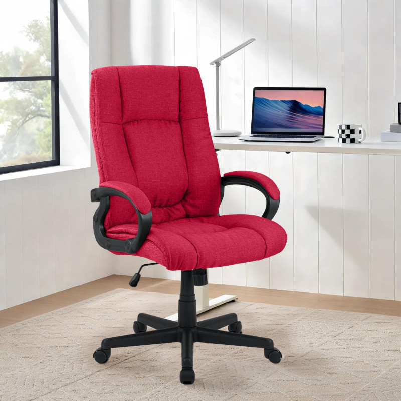 Fauteuil de bureau XL Sparta tissu rouge