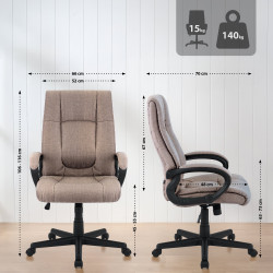 Chaise de bureau XL Sparta en tissu taupe