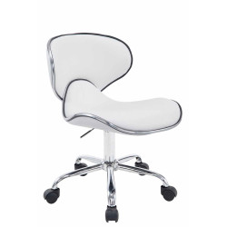 Tabouret de travail Las Vegas V2 en cuir synthétique blanc