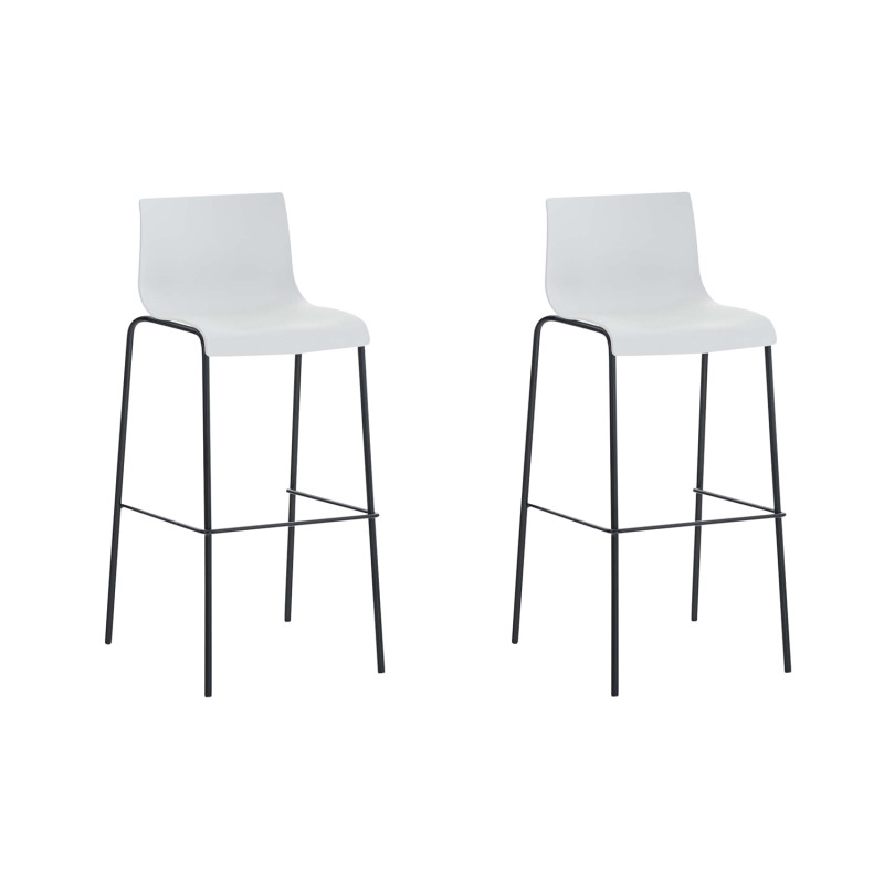 Lot de 2 tabourets de bar en plastique Hoover avec cadre à 4 pieds blanc