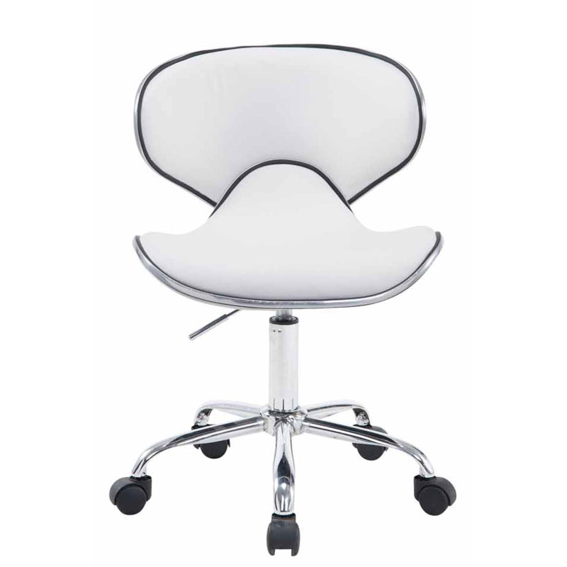 Tabouret de travail Las Vegas V2 en cuir synthétique blanc