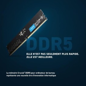 Mémoire RAM - CRUCIAL - Kit DDR5-4800 UDIMM - 64 Go : 2x32 Go (CT2K32G48C40U5)