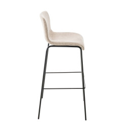 Lot de 2 tabourets de bar Hoover tissu 4 pieds crème