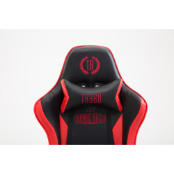 Chaise de bureau Boavista en similicuir avec repose-pieds, noir/rouge