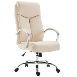 Fauteuil de bureau Vaud en cuir artificiel crème