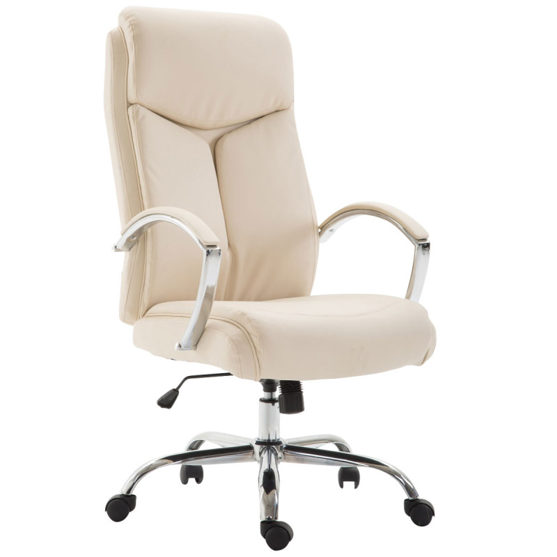 Fauteuil de bureau Vaud en cuir artificiel crème