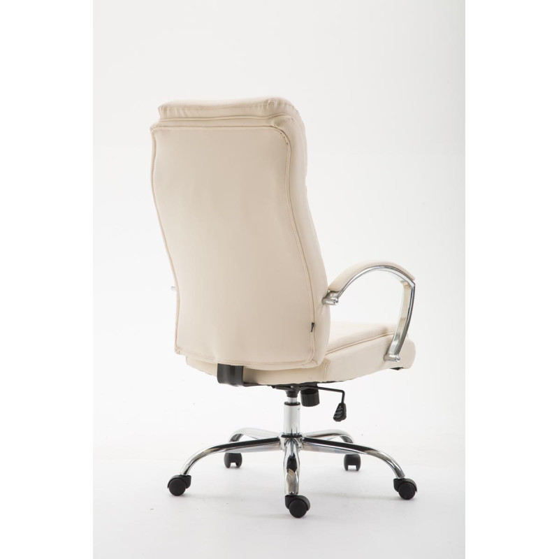 Fauteuil de bureau Vaud en cuir artificiel crème
