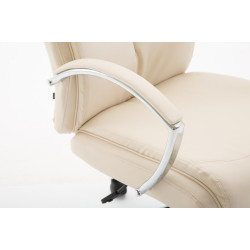 Fauteuil de bureau Vaud en cuir artificiel crème