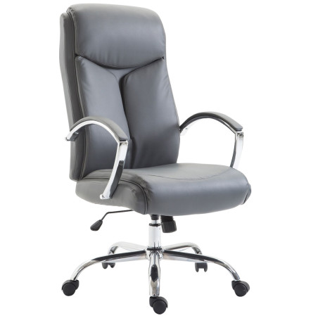 Fauteuil de bureau Vaud en cuir artificiel gris