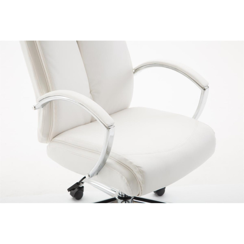 Fauteuil de bureau Vaud en cuir artificiel blanc