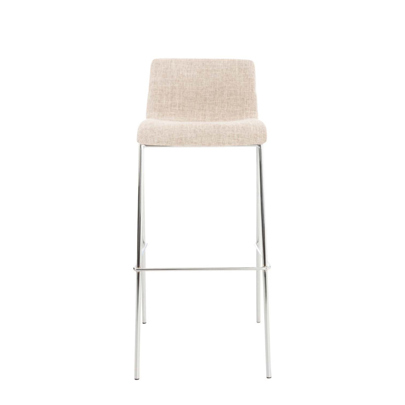 Lot de 2 tabourets de bar Hoover tissu 4 pieds structure chromée crème