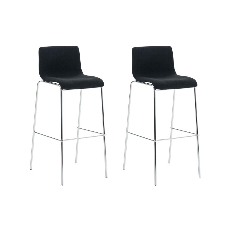 Lot de 2 tabourets de bar Hoover tissu 4 pieds structure chromée noir