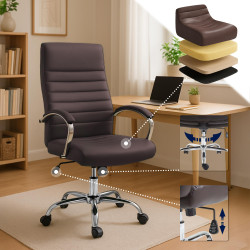 Chaise de bureau Valais, similicuir, marron