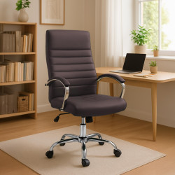 Fauteuil de bureau Valais, simili cuir marron