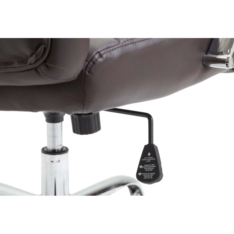 Fauteuil de bureau Valais, simili cuir marron