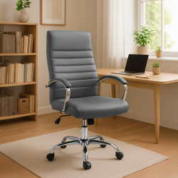 Fauteuil de bureau Valais, simili cuir gris