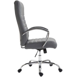 Fauteuil de bureau Valais, simili cuir gris