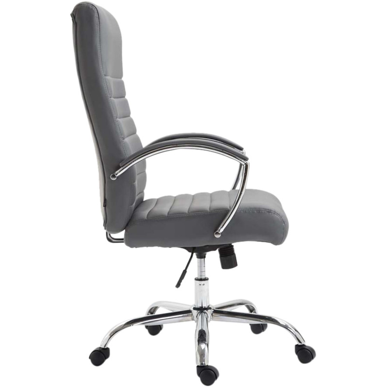 Fauteuil de bureau Valais, simili cuir gris