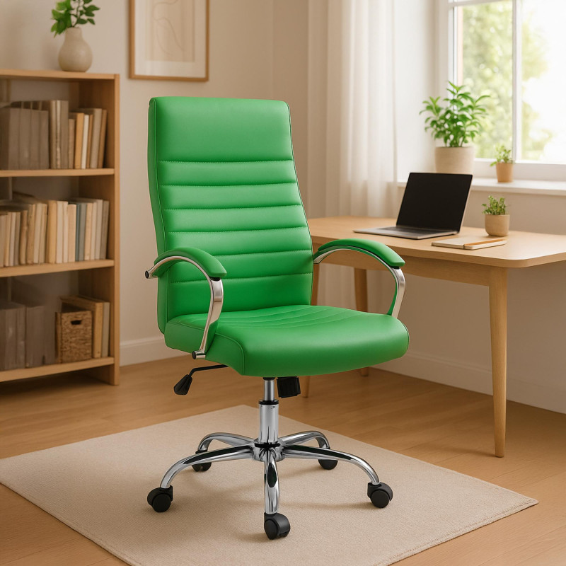 Fauteuil de bureau Valais, simili cuir vert