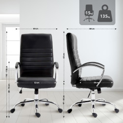 Fauteuil de bureau Valais, simili cuir noir