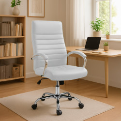 Fauteuil de bureau Valais, simili cuir blanc