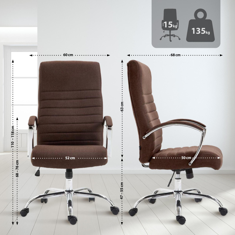 Fauteuil de bureau Valais en tissu marron