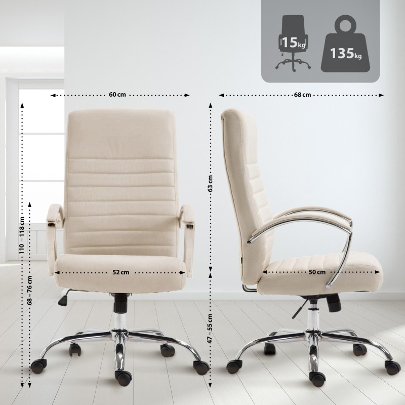 Fauteuil de bureau Valais tissu crème