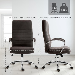 Fauteuil de bureau Valais en tissu gris foncé