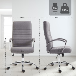 Fauteuil de bureau Valais en tissu gris