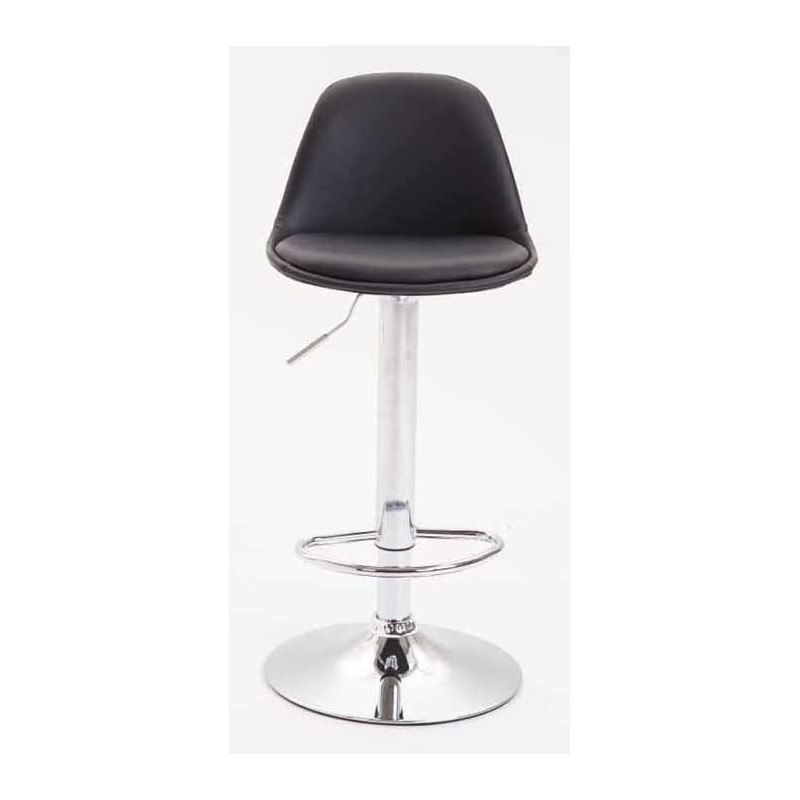 Lot de 2 tabourets de bar Kiel entièrement rembourrés en similicuir chromé noir